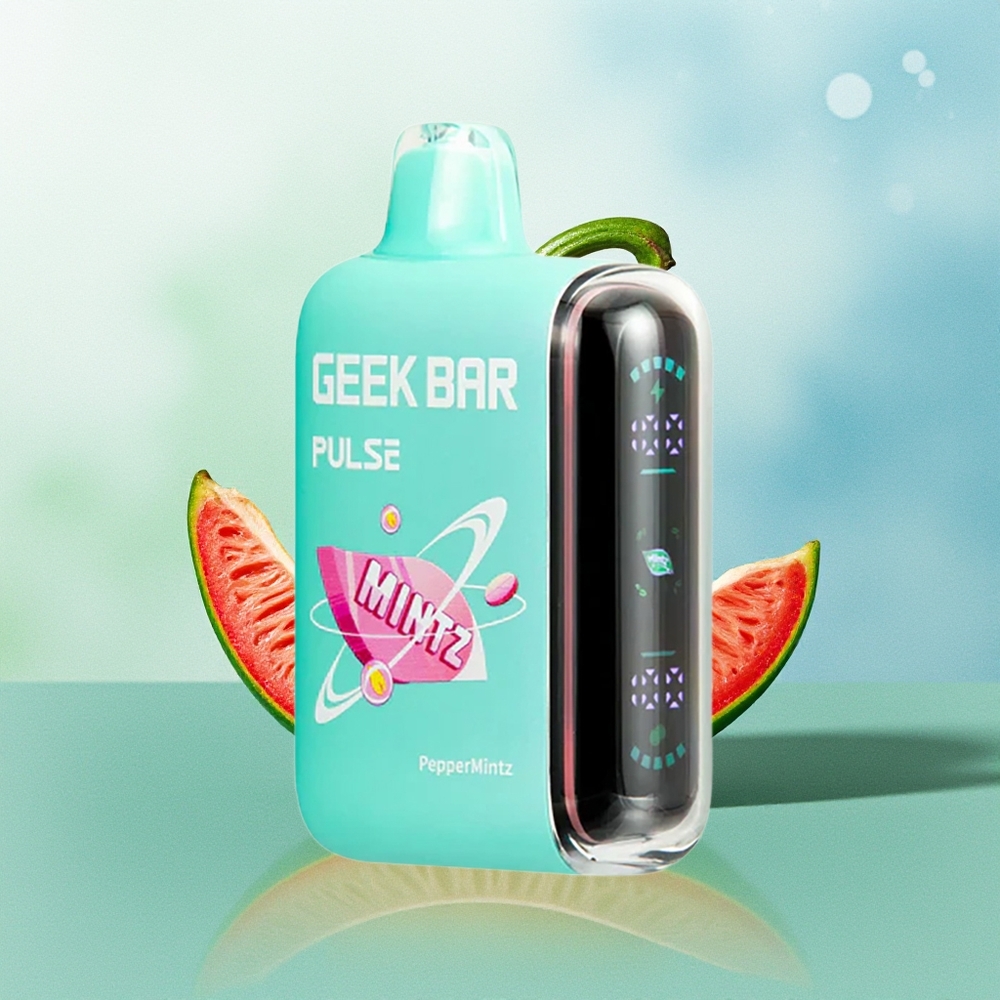 GEEK BAR Pulse 15000 Pūkų Mėtos Leidimas su 16ML Skysčio 5% Nikotino Reguliuojamu Oro Srautu 650 mAh Baterija ir USB Type-C