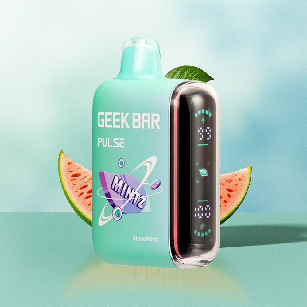 GEEK BAR Pulse 15000 Pūkų Mėtos Leidimas su 16ML Skysčio 5% Nikotino Reguliuojamu Oro Srautu 650 mAh Baterija ir USB Type-C