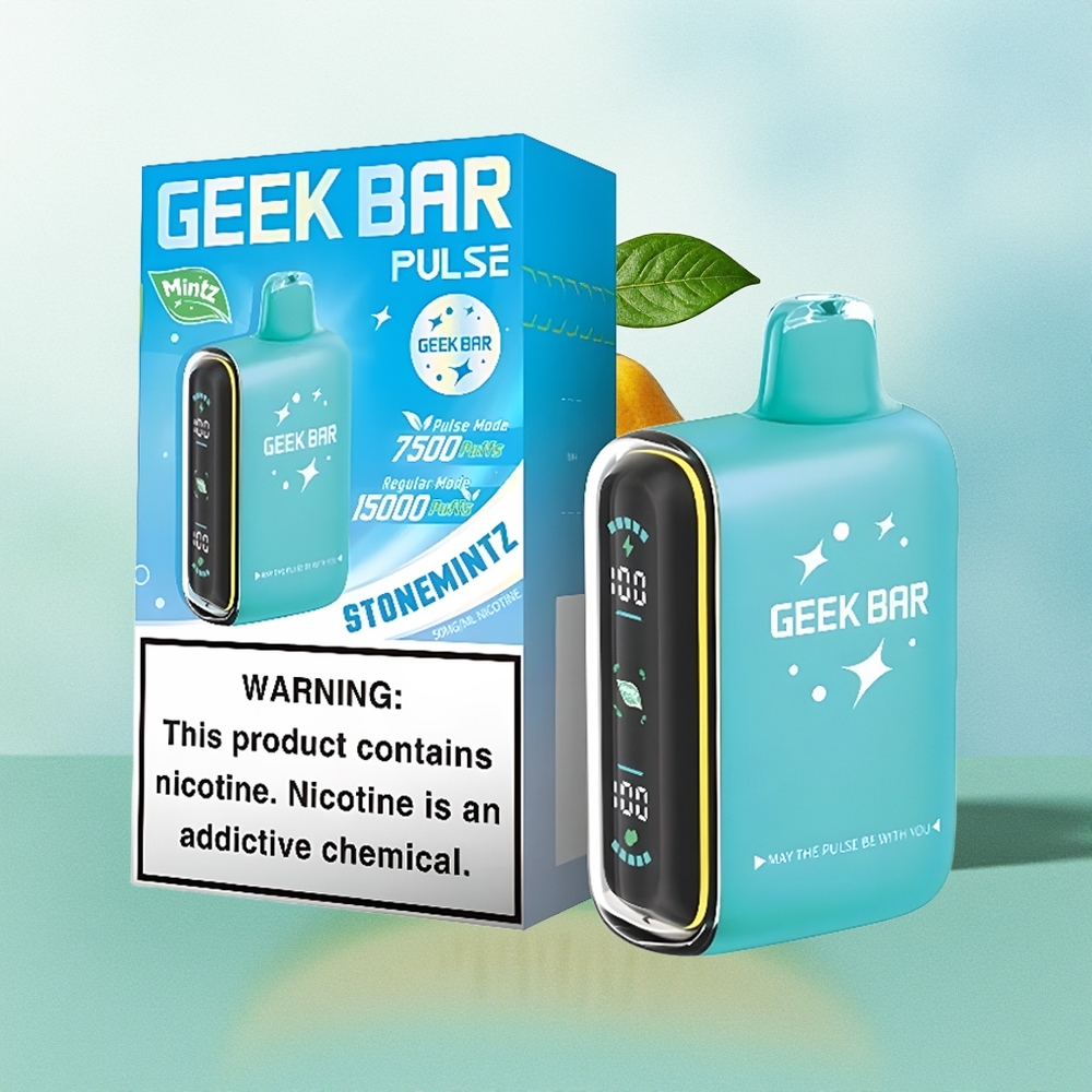 GEEK BAR Pulse 15000 Pūkų Mėtos Leidimas su 16ML Skysčio 5% Nikotino Reguliuojamu Oro Srautu 650 mAh Baterija ir USB Type-C