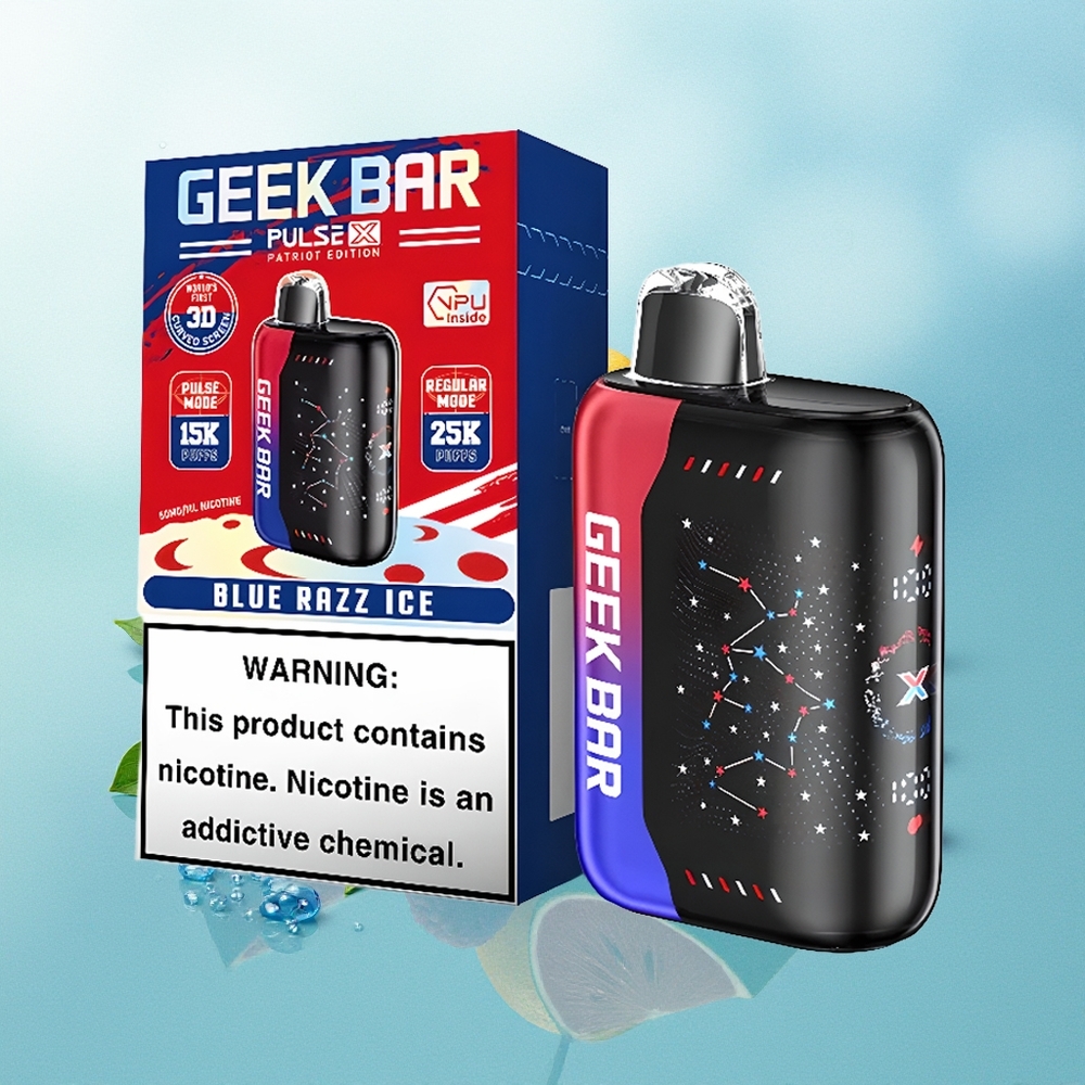 GEEK BAR Pulse X 25000 Pūkštelių Patriotų Leidimas su 18mL Skysčio 3D Išlenktu Ekranu ir USB Type-C Įkrovimu