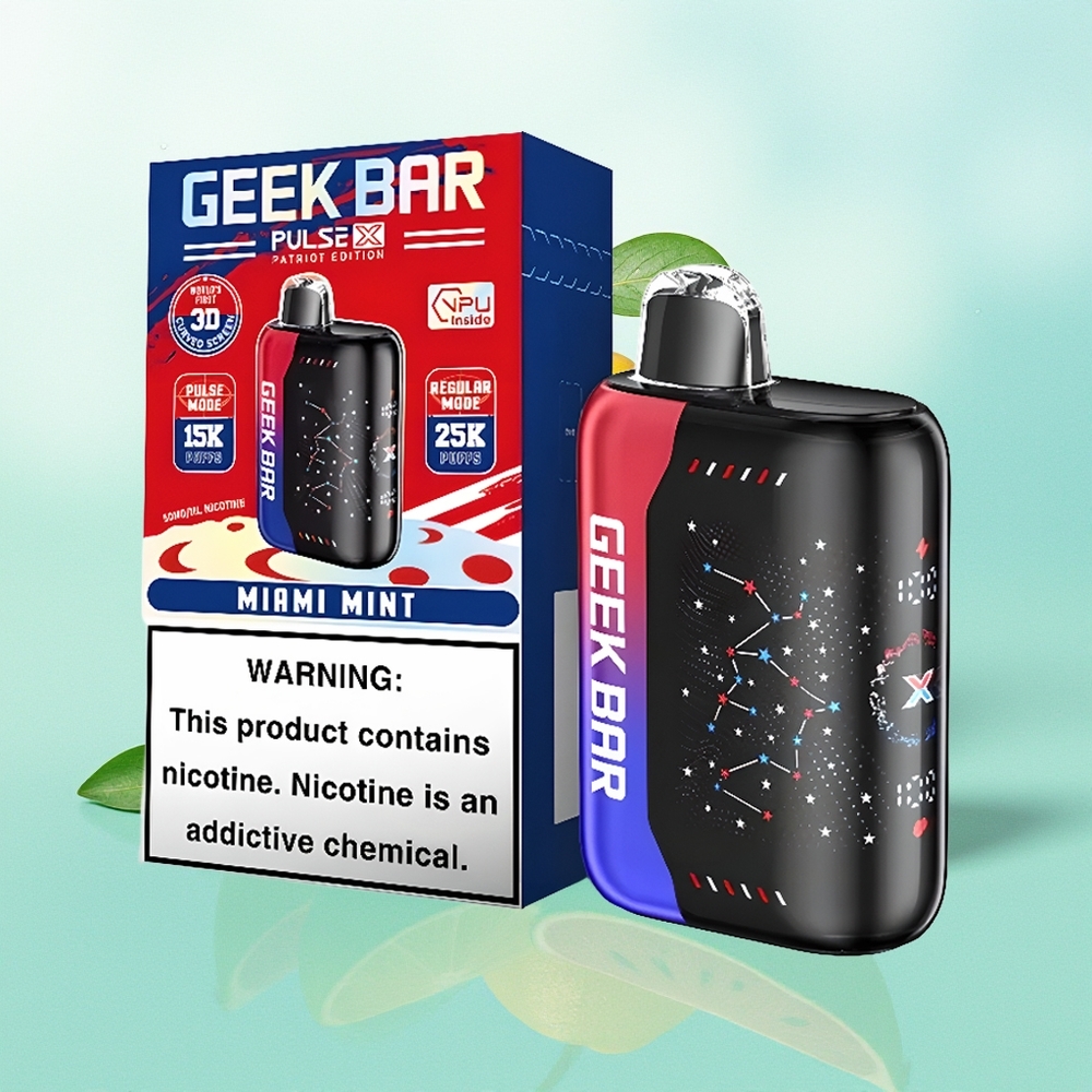 GEEK BAR Pulse X 25000 Pūkštelių Patriotų Leidimas su 18mL Skysčio 3D Išlenktu Ekranu ir USB Type-C Įkrovimu