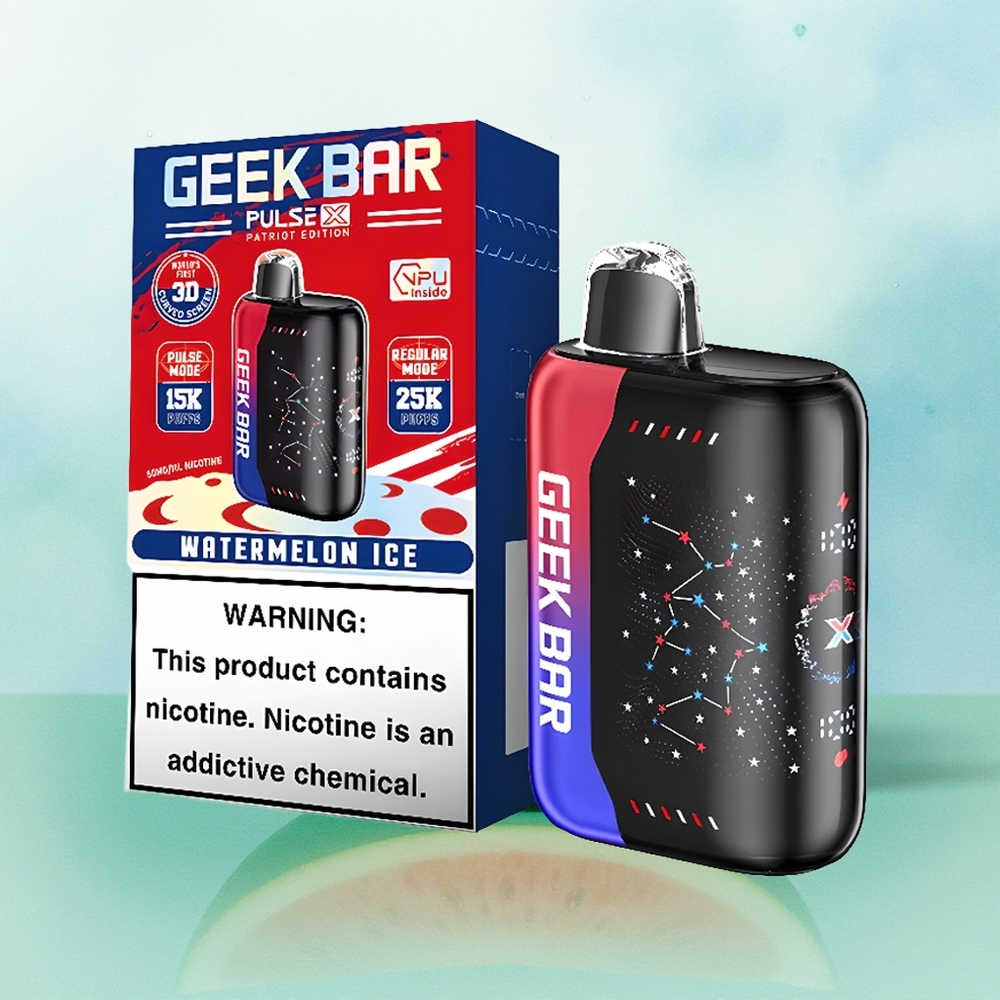 GEEK BAR Pulse X 25000 Pūkštelių Patriotų Leidimas su 18mL Skysčio 3D Išlenktu Ekranu ir USB Type-C Įkrovimu