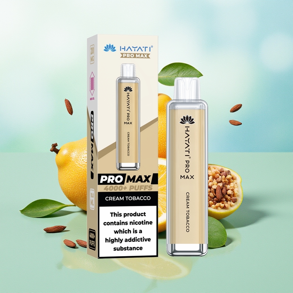 Hayati Pro Max 4000 Pūkų Kreminis Tabakas 2ml Bakas 10ml Automatinis Papildymas 1400mAh