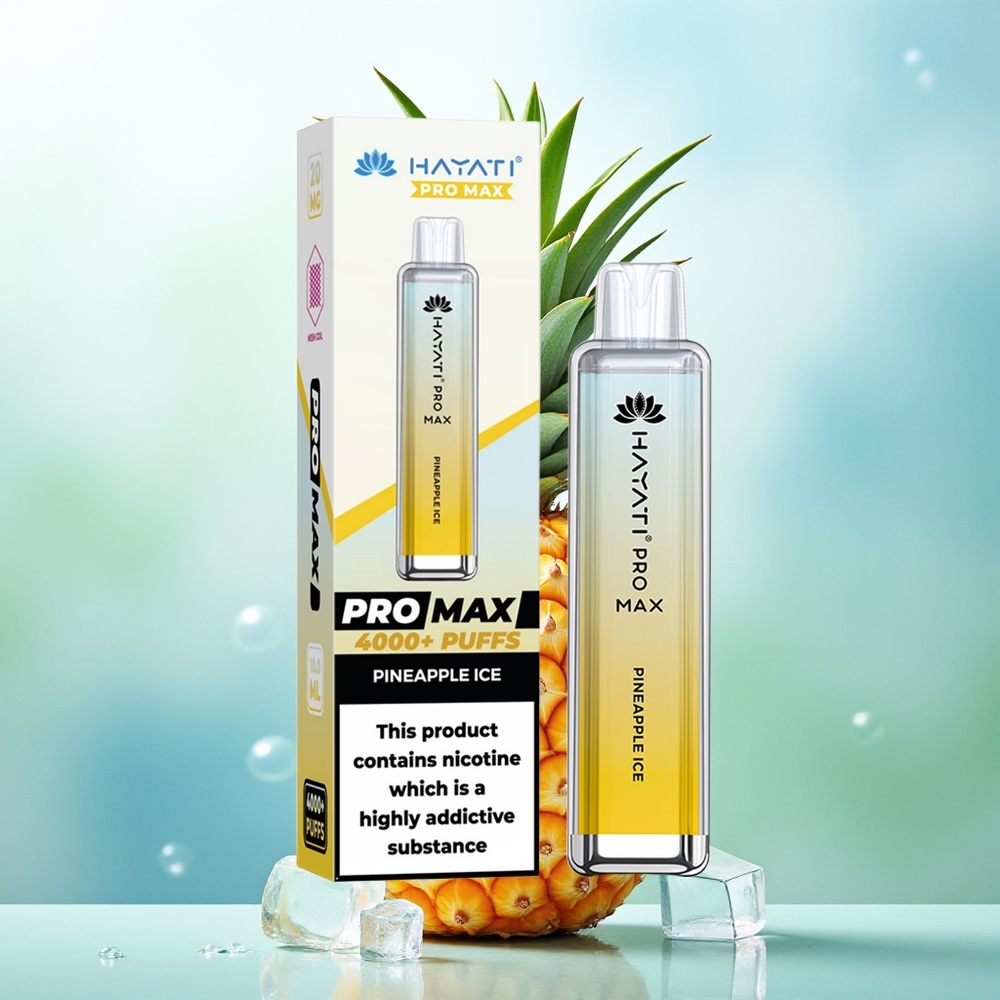 Hayati Pro Max 4000 Pūkštelių Ananasų Ledas 2% Nikotino 1400mAh Perkraunama Kristalinė