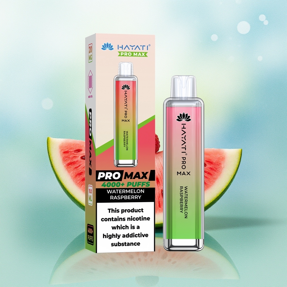 Hayati Pro Max 4000 Pūkštelių Arbūzas Avietė Rechargeable 1400mAh Dual 1.1 Ohm Mesh Coil TPD-Compliance