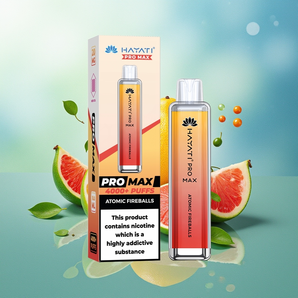 Hayati Pro Max 4000 Pūkštelių Atominės Ugnies Gūžtės su 2ml Baksteliu ir 10ml Automatinio Papildymo 1400mAh