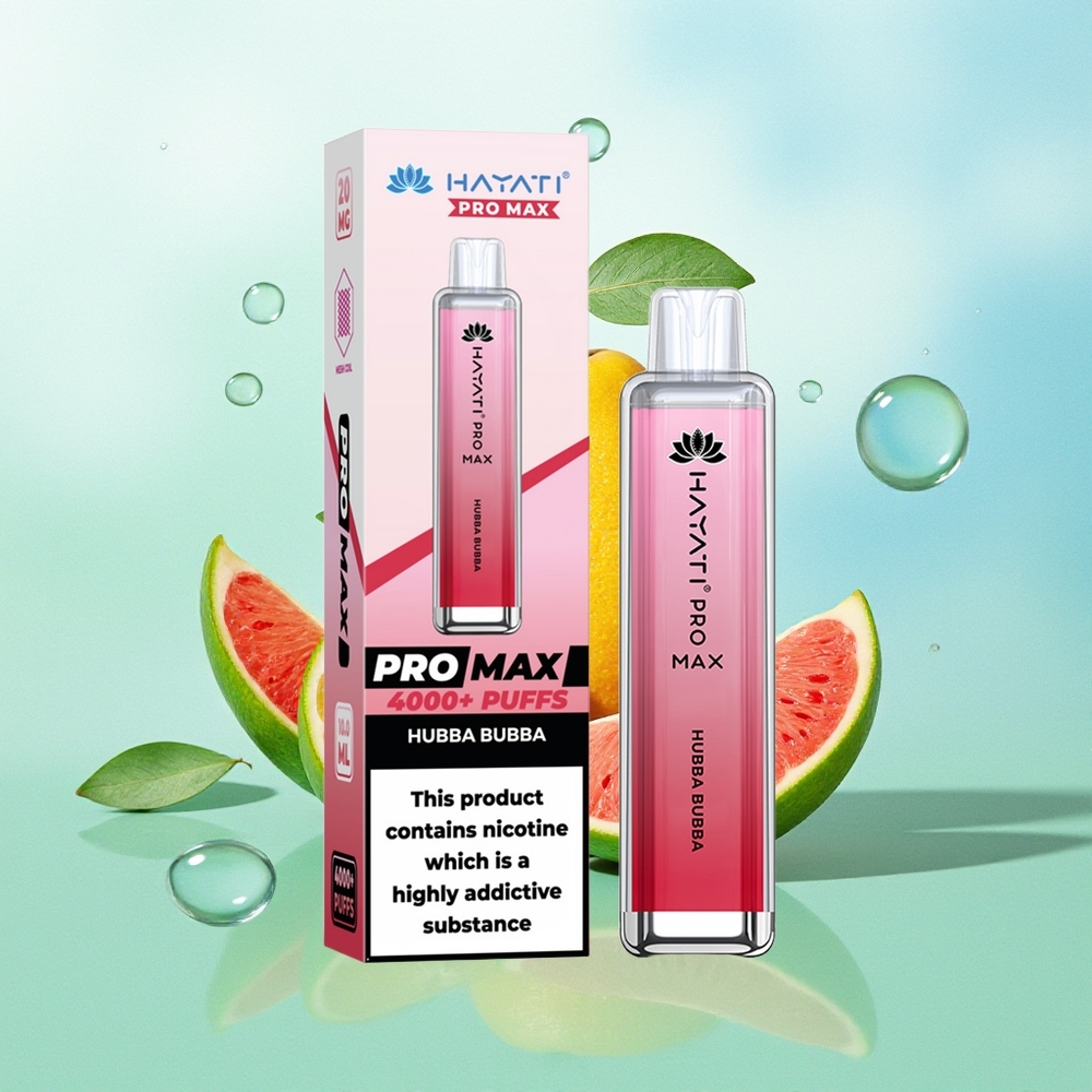Hayati Pro Max 4000 Pūkštelių Hubba Bubba Kristalinis su 1400mAh Baterija ir 2ml/10ml Talpa