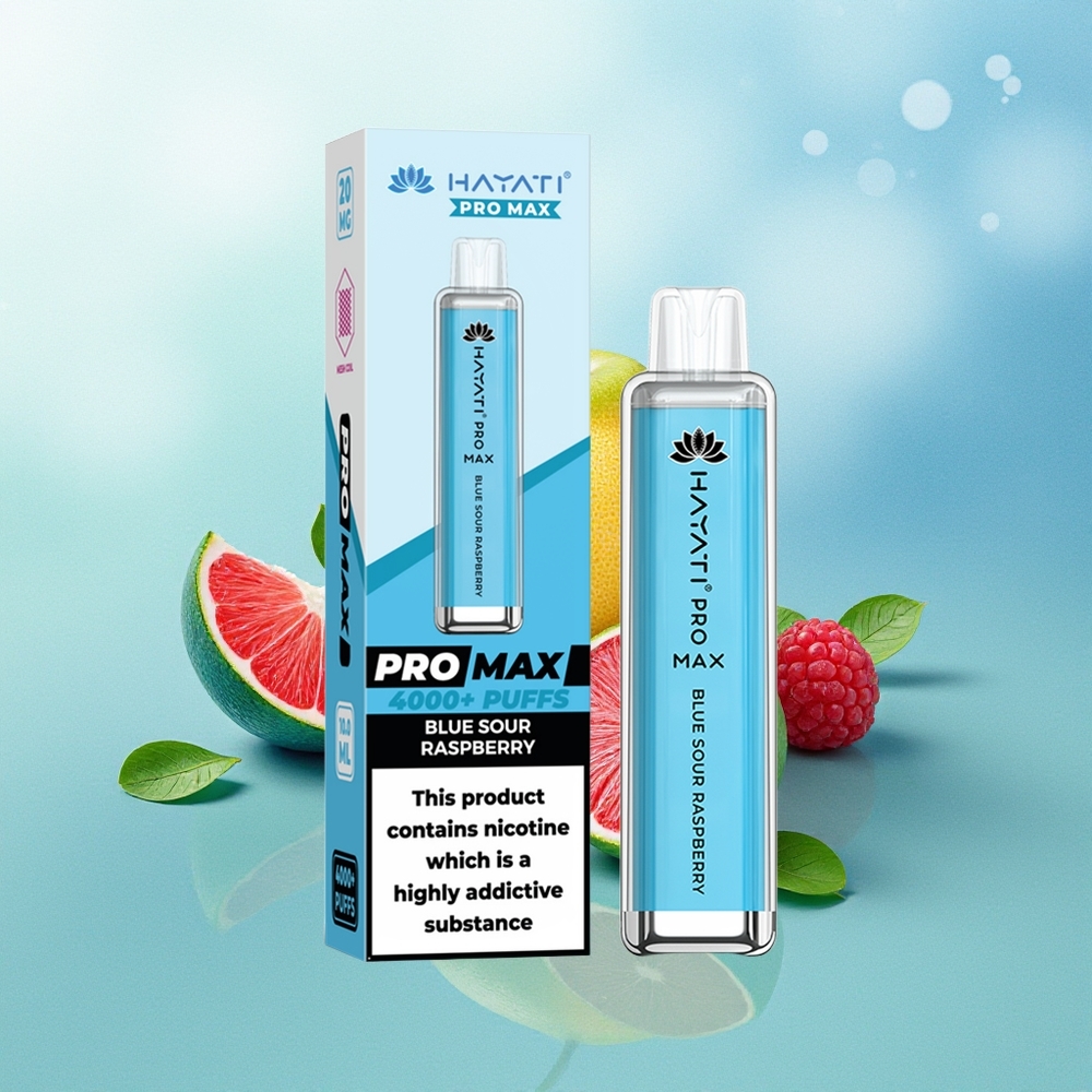 Hayati Pro Max 4000 Pūkštelių Mėlynos Rūgščios Avietės su 2% Nikotino 1400mAh Baterija 2ml