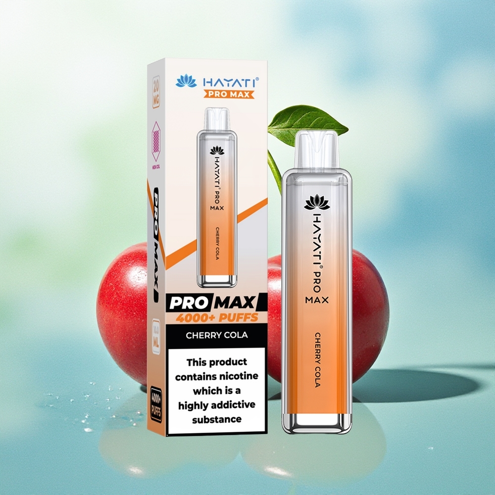 Hayati Pro Max 4000 Pūkštelių Vyšnių Kola su 1400mAh Akumuliatoriumi ir LED Šviesėle