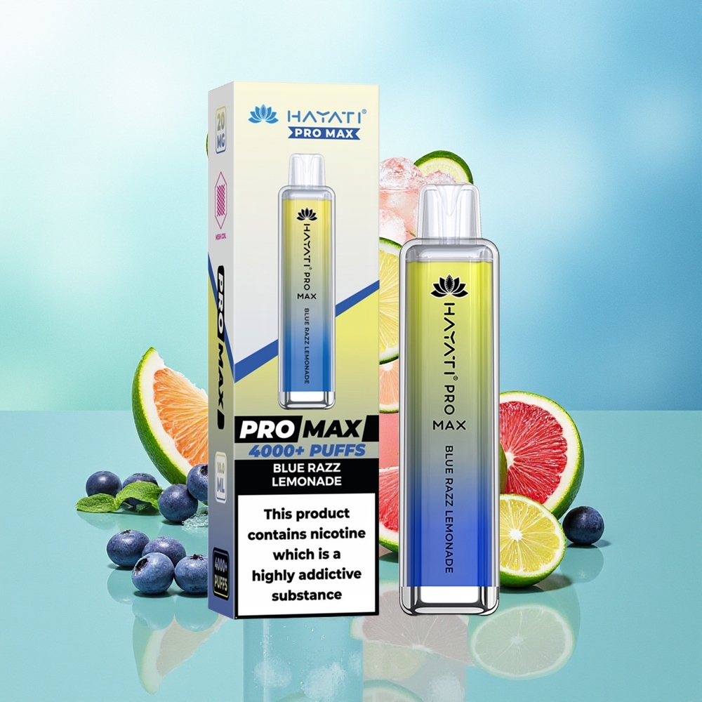Hayati Pro Max 4000 Puffs Mėlynųjų Aviečių Limonadas 2ml bakas su 10ml auto papildymu 1400mAh akumuliatorius