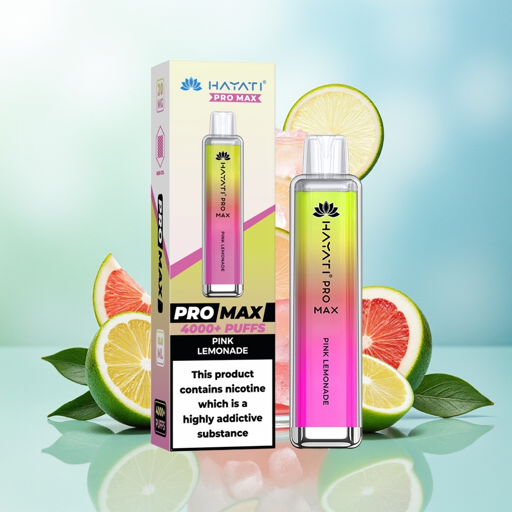 Hayati Pro Max 4000 Smūgių Rožinė Citrinų Gira su 1400mAh Baterija ir Kristalinė Išvaizda