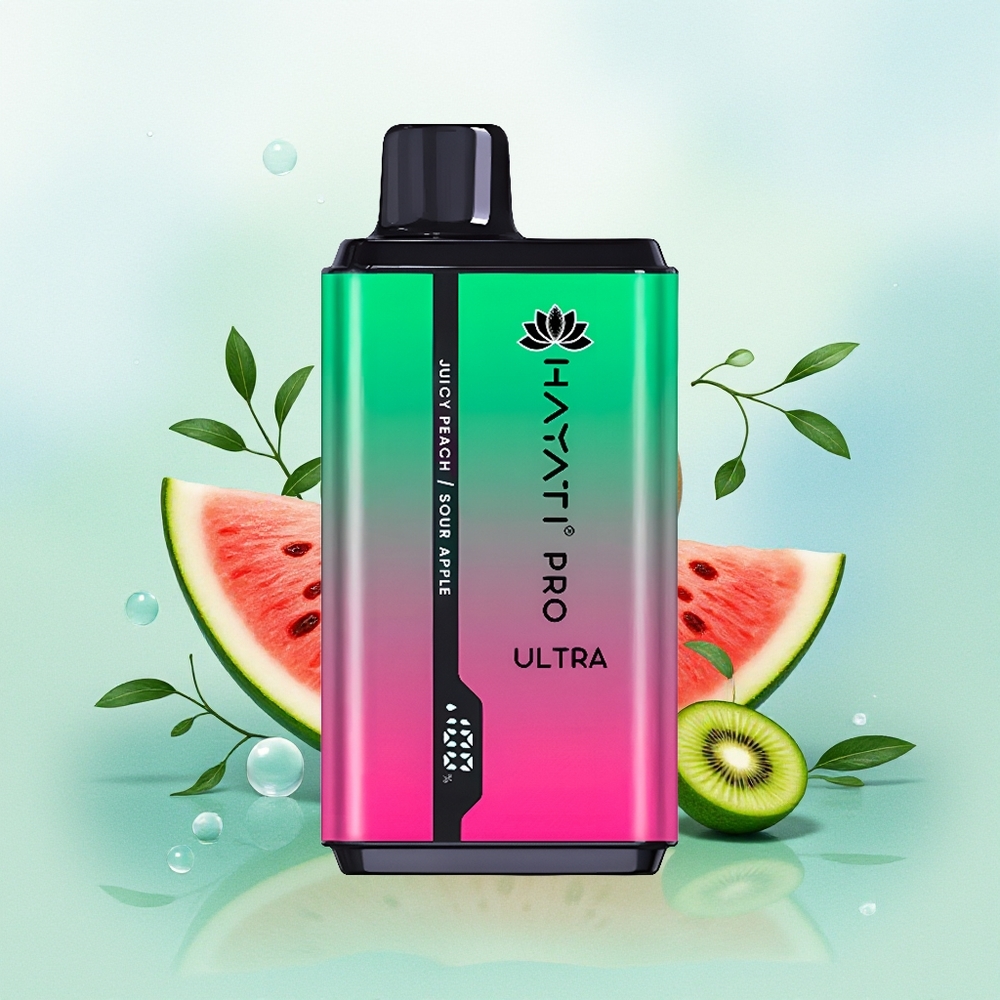 Hayati Pro Ultra 15000 Pūkų Arbūzas Kiwi Pasiflora 2x12ml 850mAh 2% Nikotino