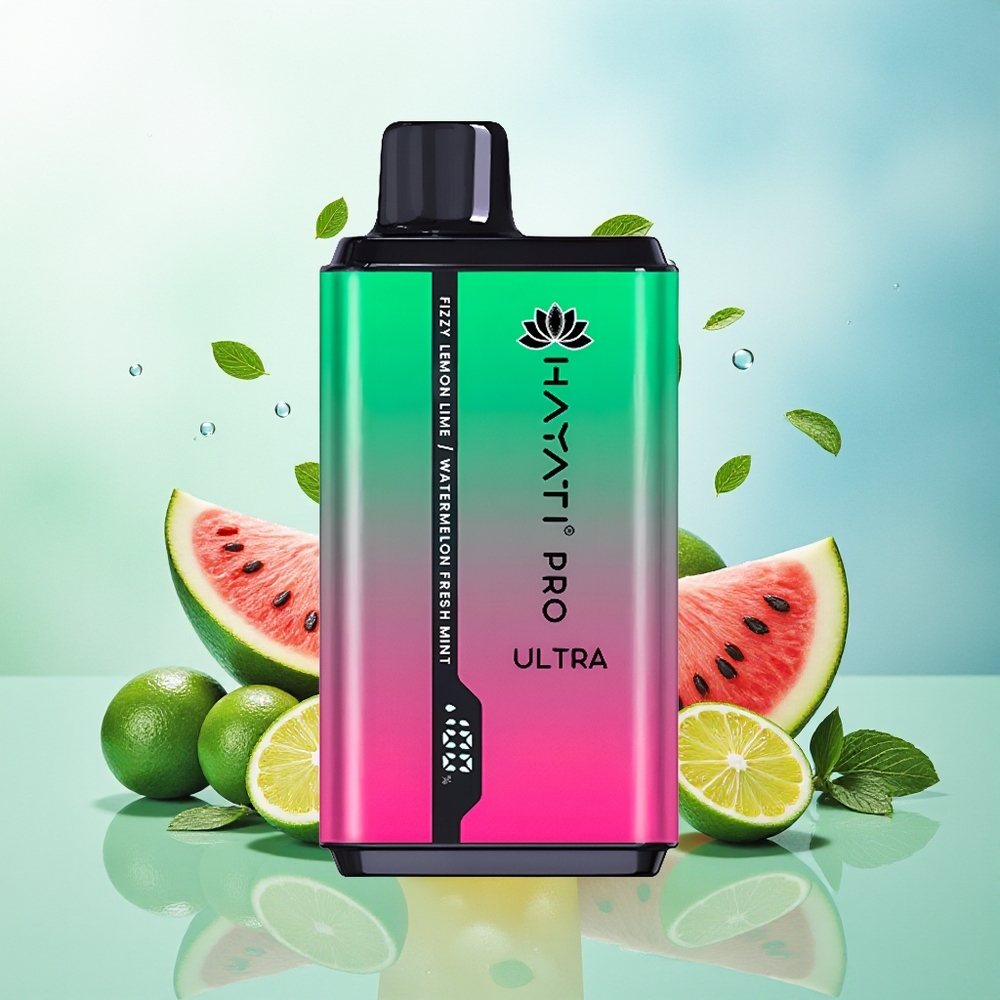 Hayati Pro Ultra 15000 Pūkų Frizuotos Citrinos & Žaliojo Vandynio Arbūzo Mėtos Disposable Vape