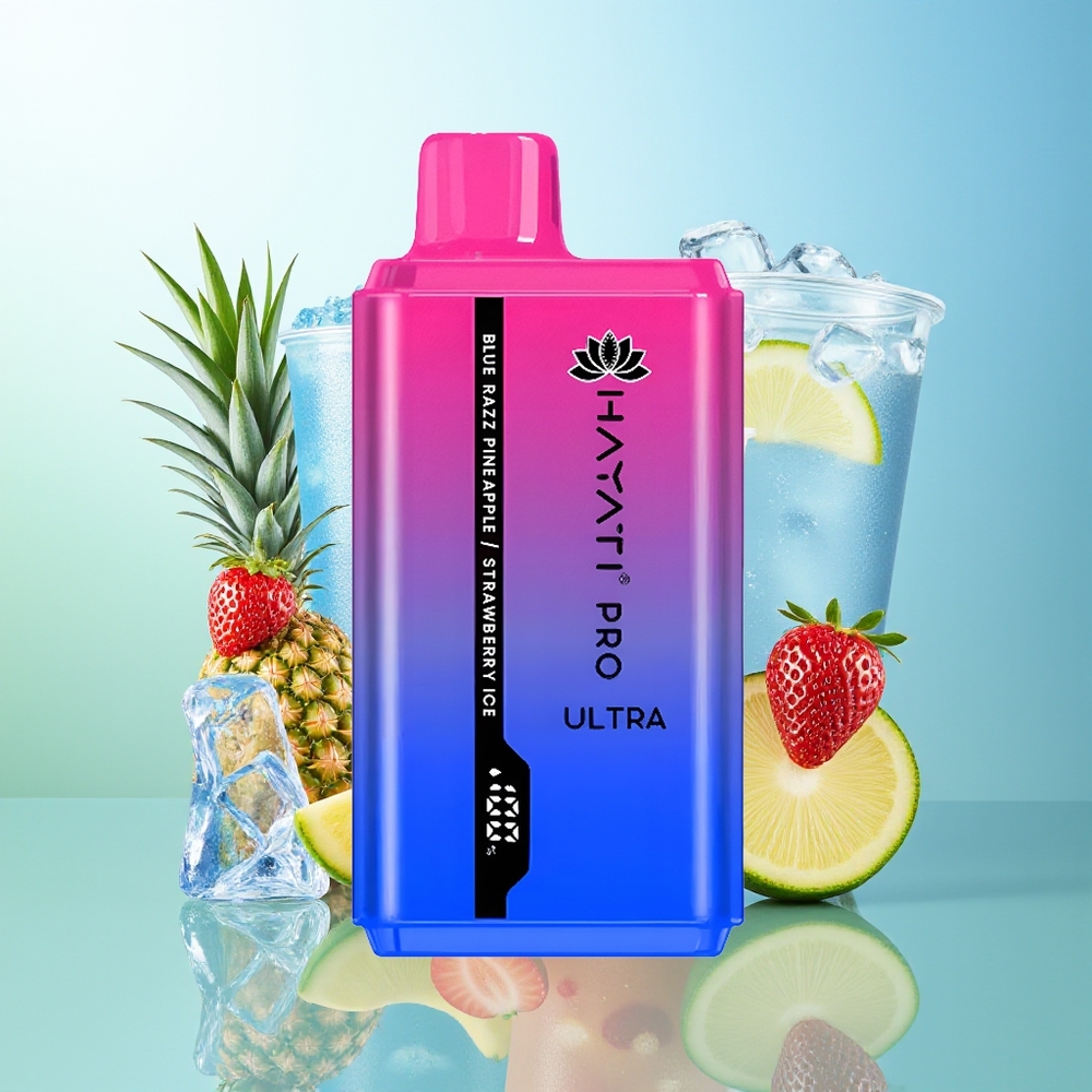 Hayati Pro Ultra 15000 Pūkų Mėlynųjų Serbentų Ananasų Braškių Ledas Disposable Vape
