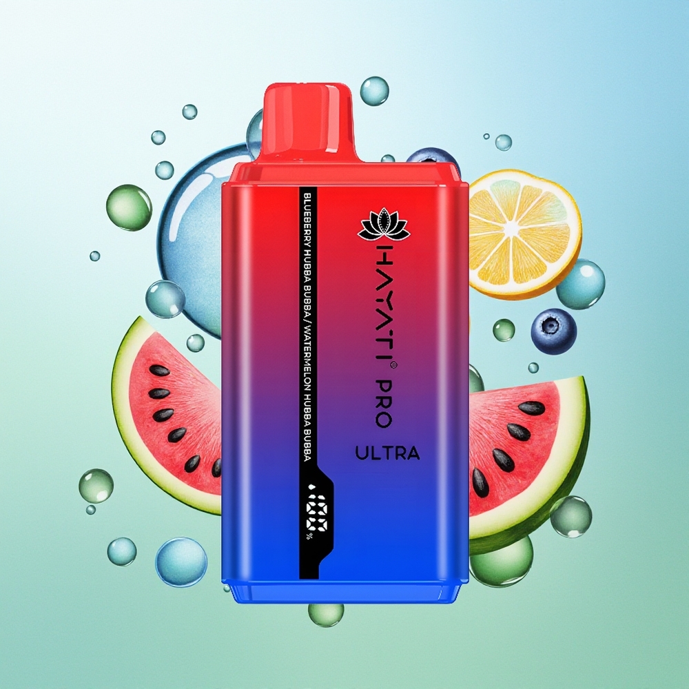 Hayati Pro Ultra 15000 Pūkų Mėlynųjų Serbentų Arbūzų Guminukai 2x12ml 2% Nikotino