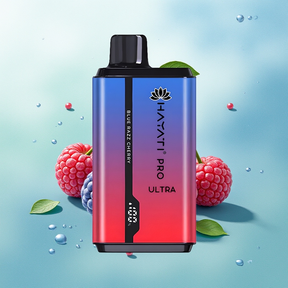 Hayati Pro Ultra 15000 Pūkų Mėlynųjų Serbentų Vyšnių Disposable Vape