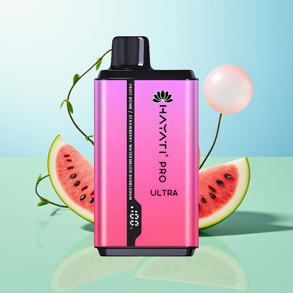 Hayati Pro Ultra 15000 Pūkų Vaisių Bomba Braškių Arbūzas Bubblegum 850mAh 24ml 2% Nikotino