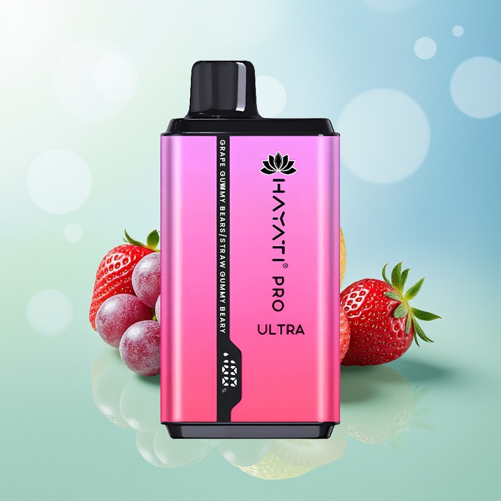 Hayati Pro Ultra 15000 Pūkų Vynuogių Guminukai Braškių Guminukai 850mAh 24ml 2%