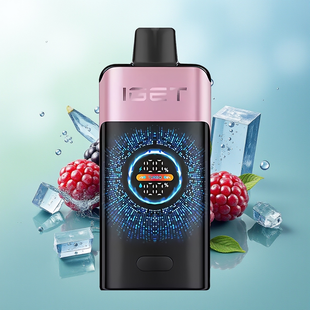 IGET ONE 12000 Pūkų Vienkartinė Vape Juodoji Avietė ir Ledas Su Dideliu Išlenktu Spalvotu Ekranu 2700 mAh Baterija 0.6 ohm Dviguba Tinklelinė Apvija