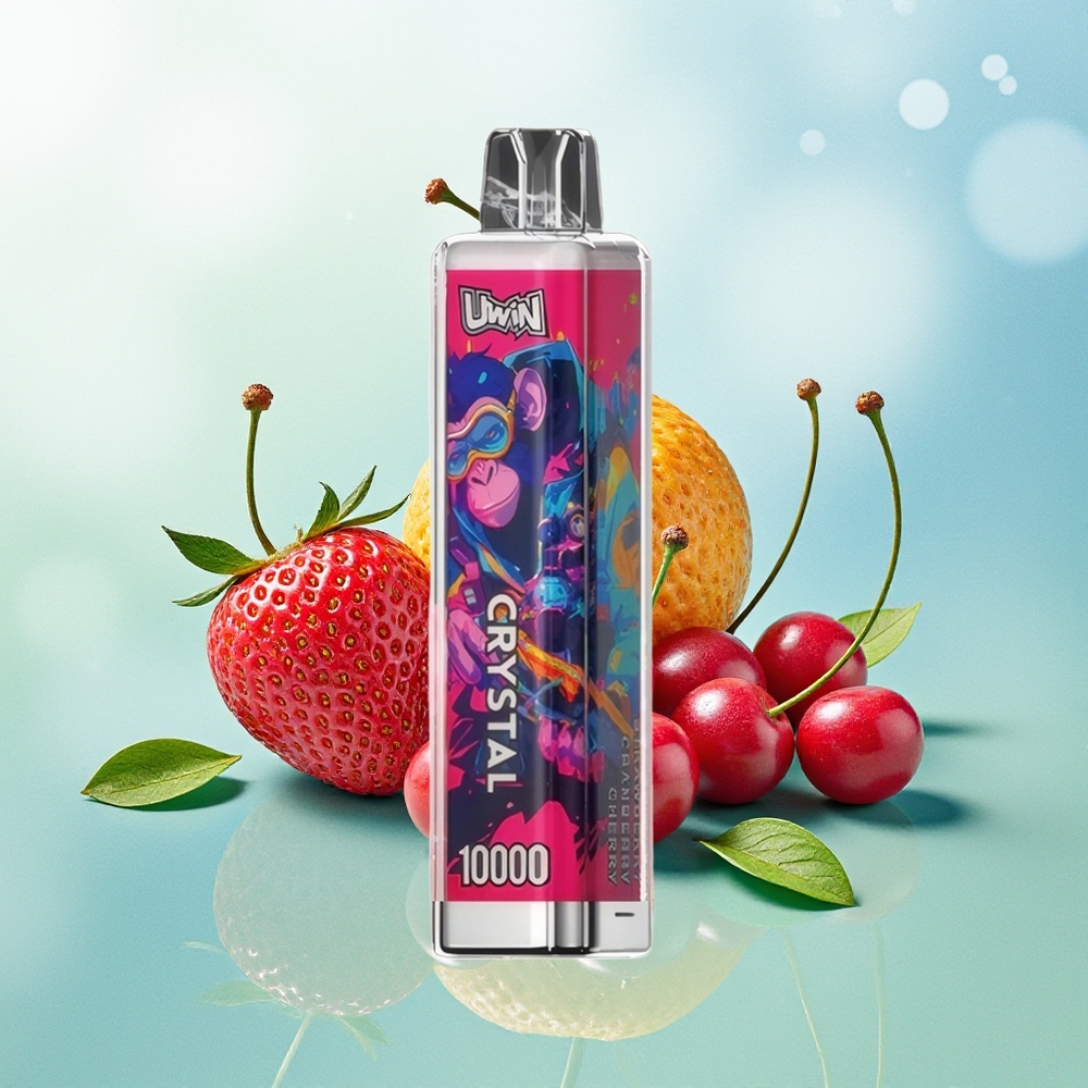 UWIN Crystal 10000 Pūkų Vienkartinė Vapė Braškė Spanguolė Vyšnia RGB Šviesa