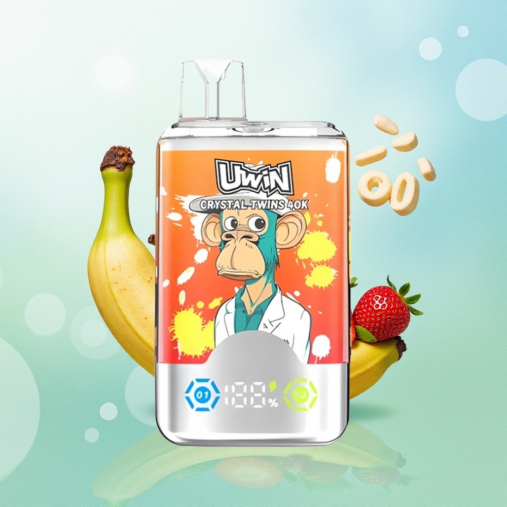UWIN Crystal Twins 40000 Pūkų Braškė-Bananas Meilė 66 32ml 850mAh 0,6 Ohm Tinklas Type-C