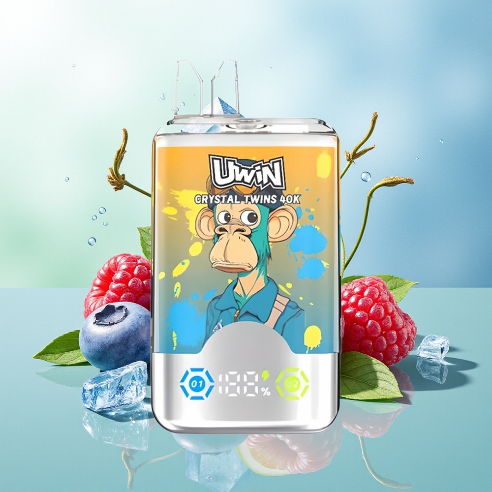UWIN Crystal Twins 40000 Pūkų Mėlynųjų Aviečių Aviečių Vyšnių Ledas 32ml 850mAh 0,6 Ohm Tinklinė Apvija Type-C