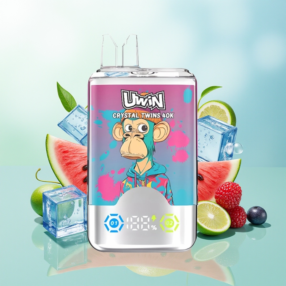 UWIN Crystal Twins 40000 Puffs Arbūzas ir Uogų Miltai 0,6 Ohm Type-C 850mAh 32ml
