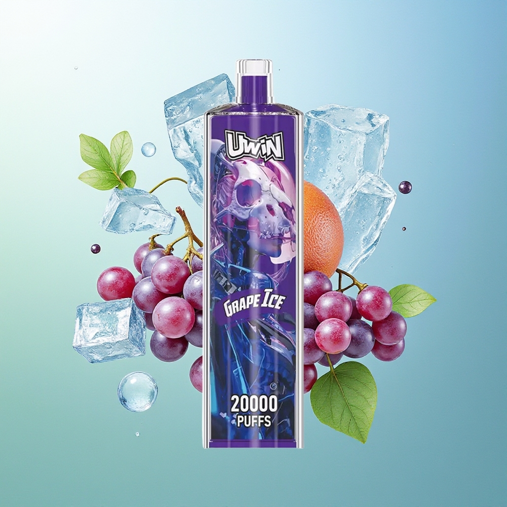 UWIN Shisha Hookah Crystal 20000 Pūkų Vynuogių Ledas 0% Nikotino 22ml 650 mAh Type-C Tinklelinė Ritė DTL
