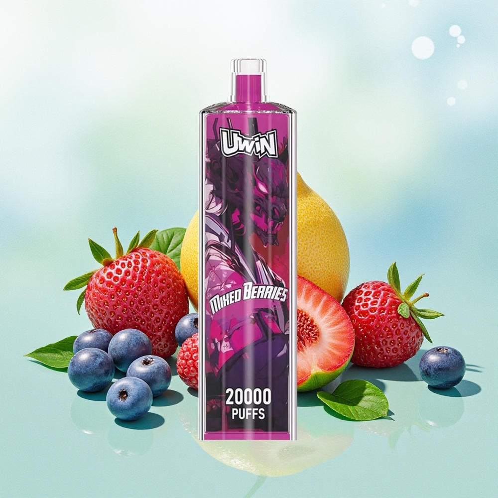 UWIN Shisha Hookah Crystal 20000 Puffs Mišrios Uogos 0% Nikotino 22ml 650 mAh Type-C Tinklelio Ritė DTL